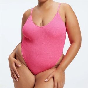 Good American Bright Pink Always Fits One-piece swimsuit size 7/8